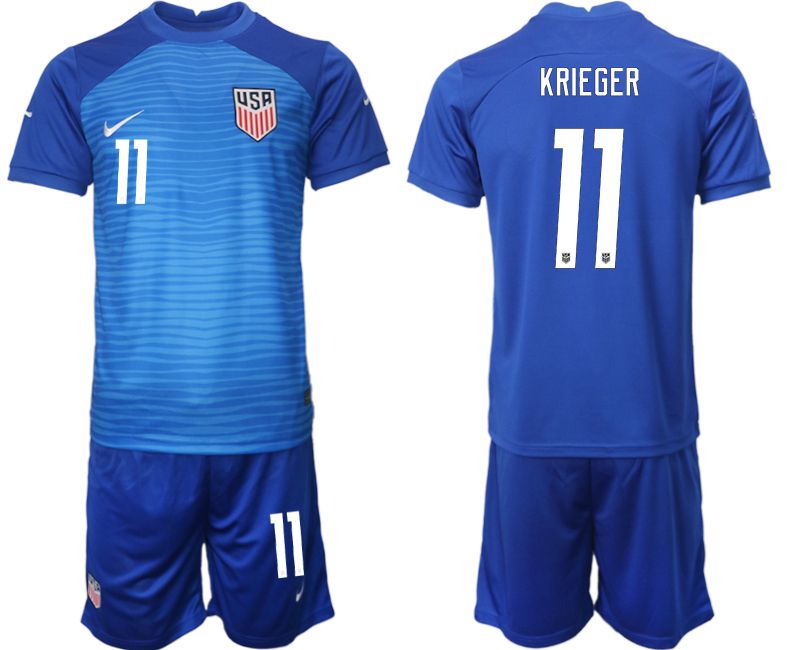 Men 2022 World Cup National Team United States away blue #11 Soccer Jersey->customized soccer jersey->Custom Jersey